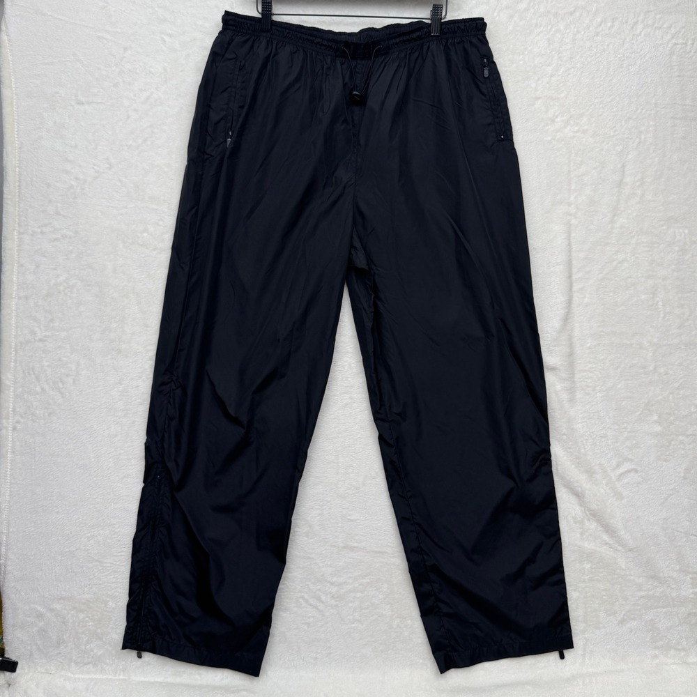 Jones New York Sport Track Pants Womens XL Black Nylon Windbreaker Ankle Zip XL